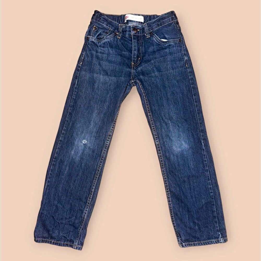 Levi's 505 Boys Jeans Size 10 Regular 25x25 Dark Wash Straight Leg Denim